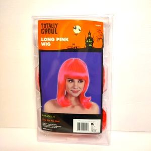 New Hot Pink Wig Totally Ghoul Halloween Costume Cosplay Hair Extensions Item